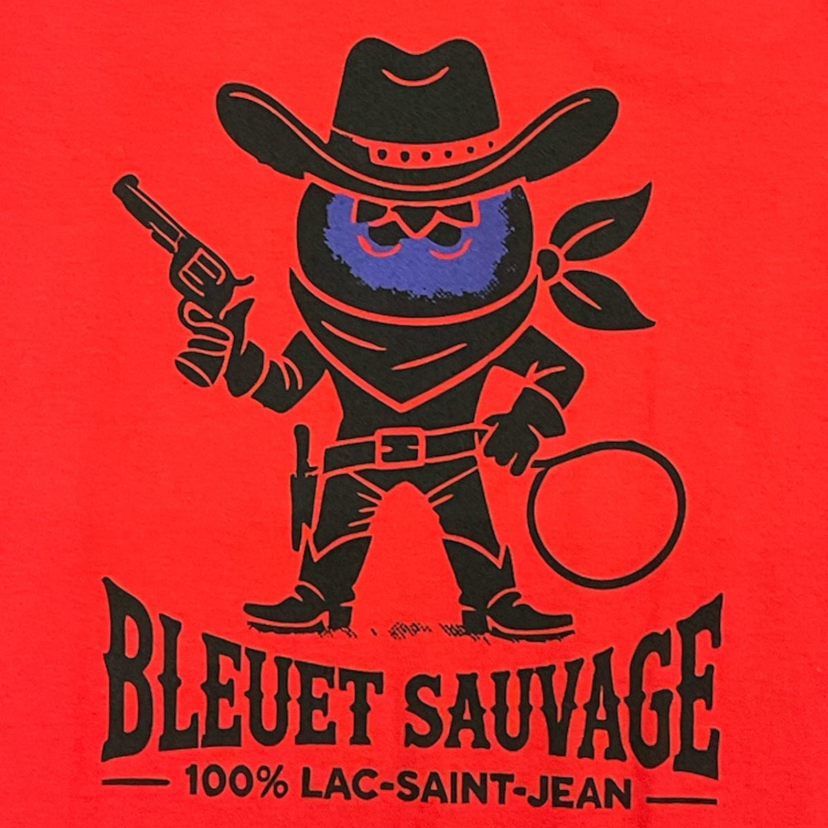 T-shirt unisexe Bleuet sauvage cowboy – dessin visible à l'avant du T-shirt Bleuet Sauvage Rouge