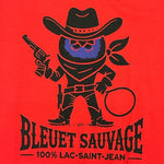T-shirt unisexe Bleuet sauvage cowboy – dessin visible à l'avant du T-shirt Bleuet Sauvage Rouge