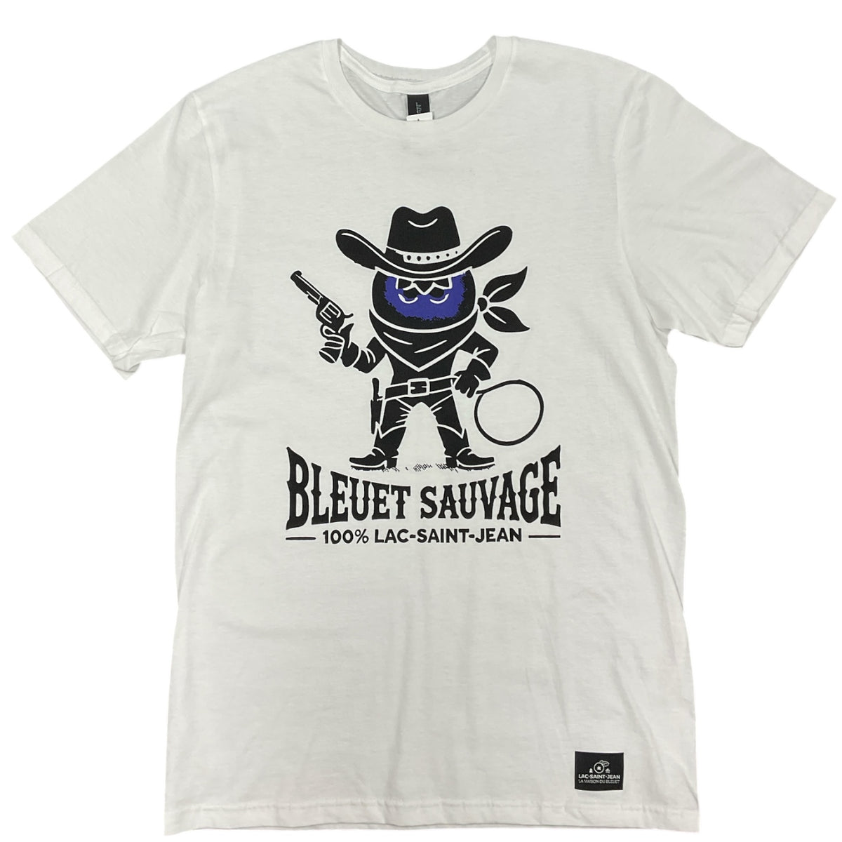 T-shirt unisexe Bleuet sauvage cowboy – blanc avec dessin à l'avant