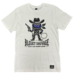 T-shirt unisexe Bleuet sauvage cowboy – blanc avec dessin à l'avant