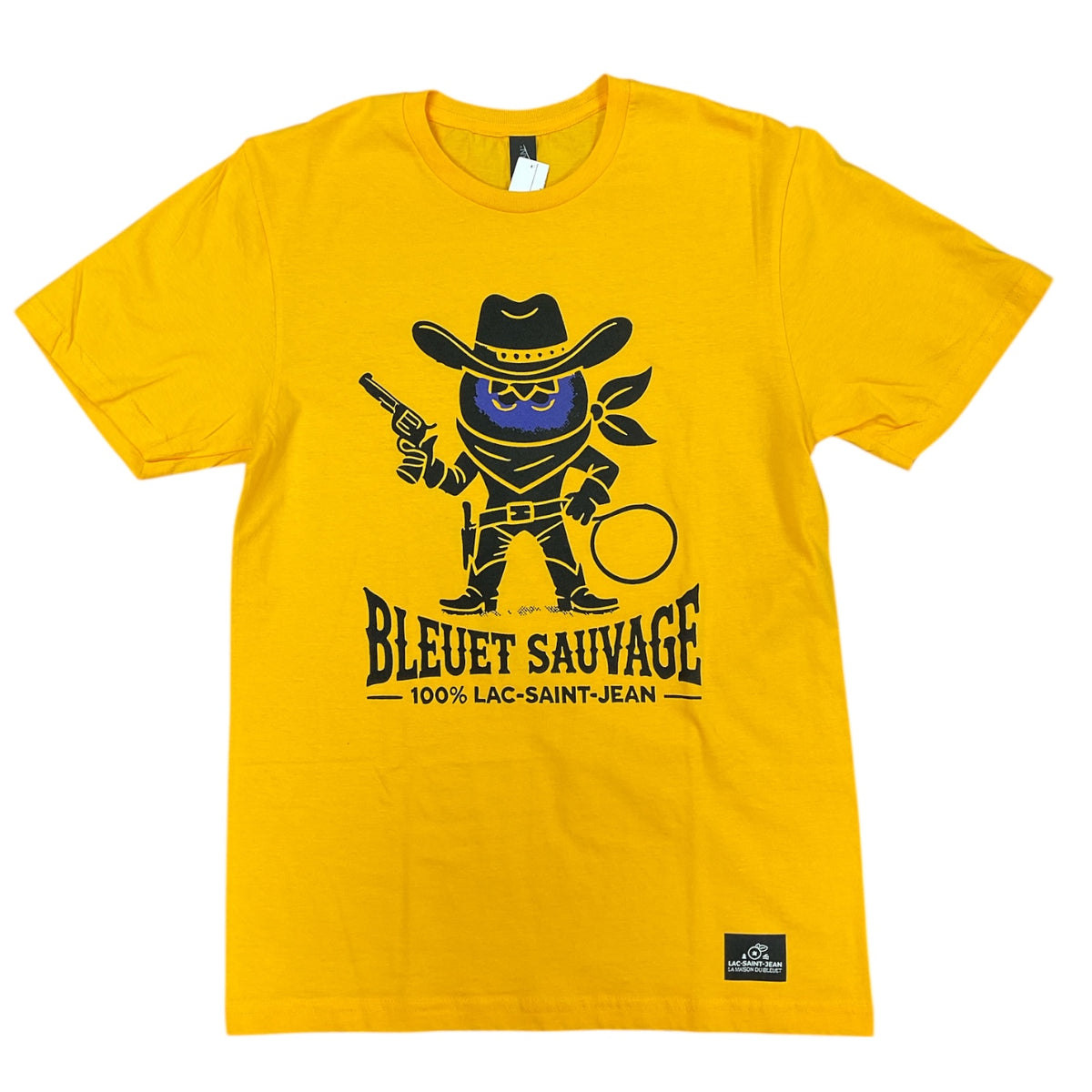 T-shirt unisexe Bleuet sauvage cowboy – jaune Or avec dessin à l'avant