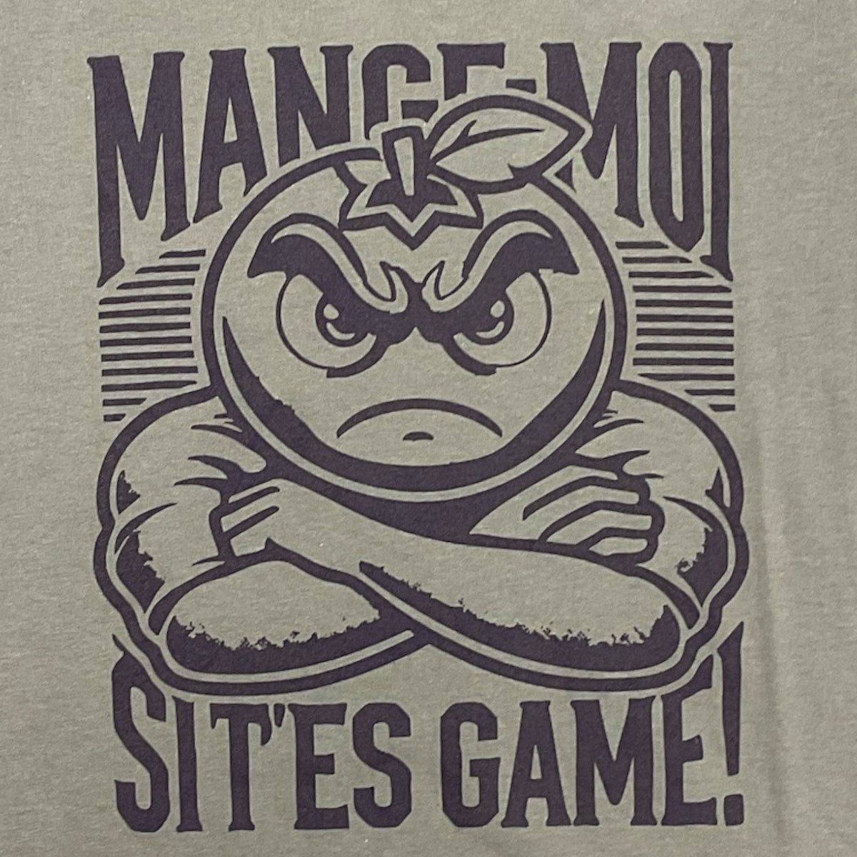 T-shirt unisexe « Mange-moi si t’es game » – dessin visible à l'avant du T-shirt Mange Moi Gris Charbon