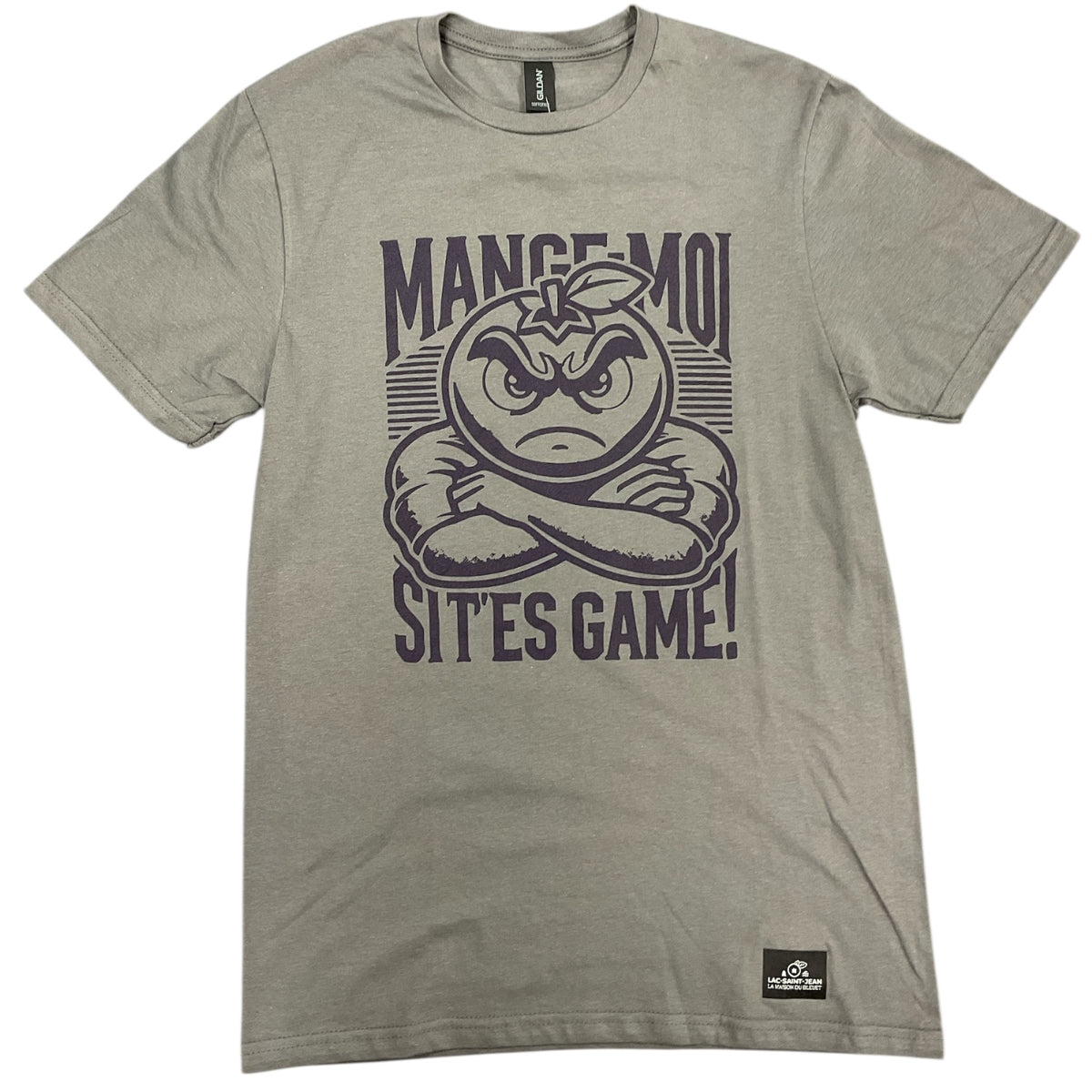 T-shirt unisexe « Mange-moi si t’es game » – gris Charbon avec dessin à l'avant