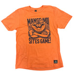 T-shirt unisexe « Mange-moi si t’es game » – orange avec dessin à l'avant
