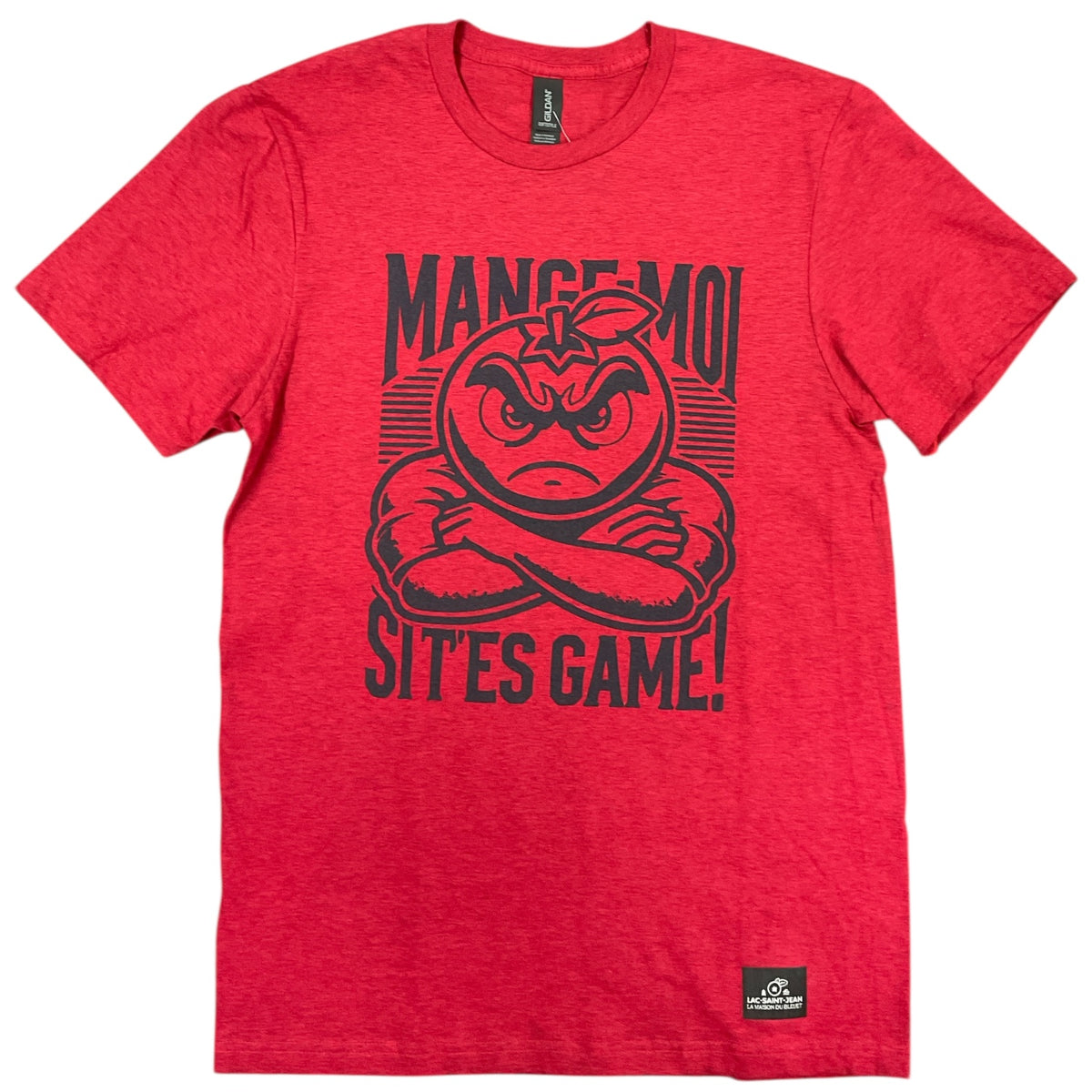 T-shirt unisexe « Mange-moi si t’es game » – rouge Cerise avec dessin à l'avant