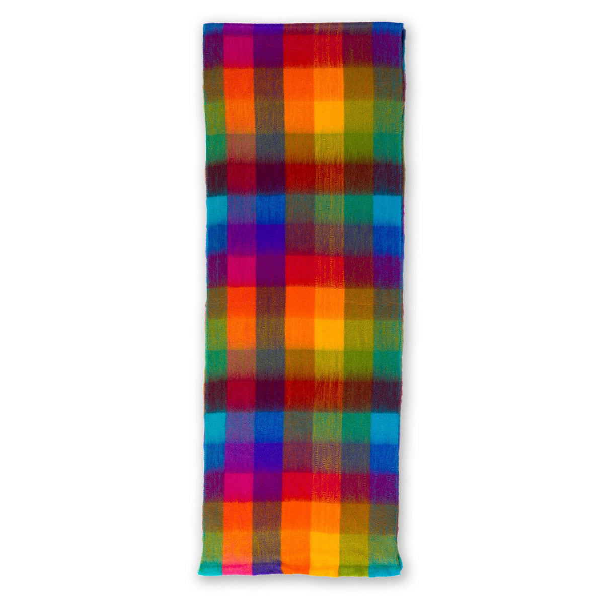 Écharpe en mélange d’alpaga – Carreaux multicolores – Pokoloko