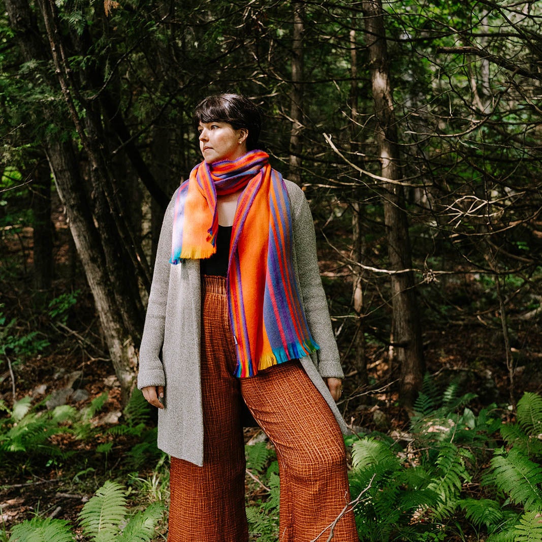 Écharpe Sunset en mélange d’alpaga – Rayures multicolores – Pokoloko
