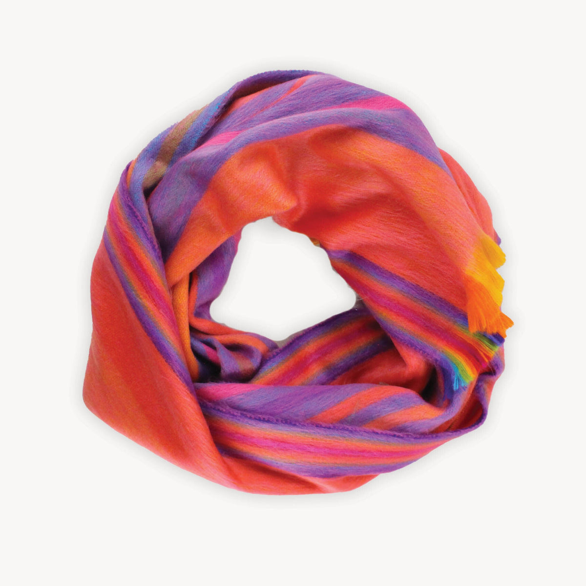 Écharpe Sunset en mélange d’alpaga – Rayures multicolores – Pokoloko