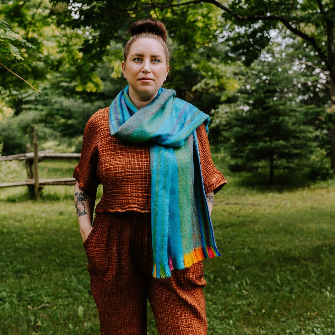 Écharpe Tropical en mélange d’alpaga – Rayures multicolores – Pokoloko