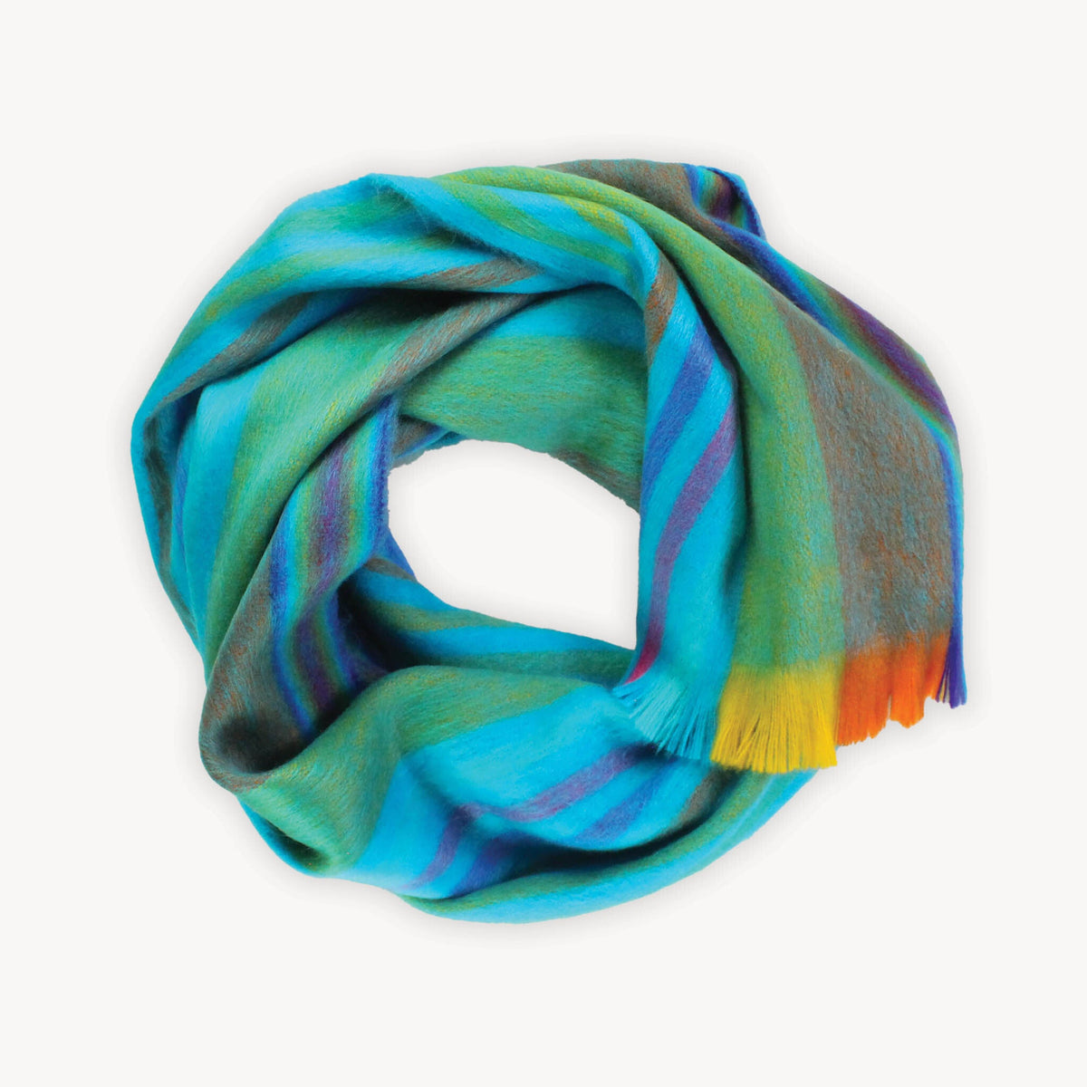 Écharpe Tropical en mélange d’alpaga – Rayures multicolores – Pokoloko