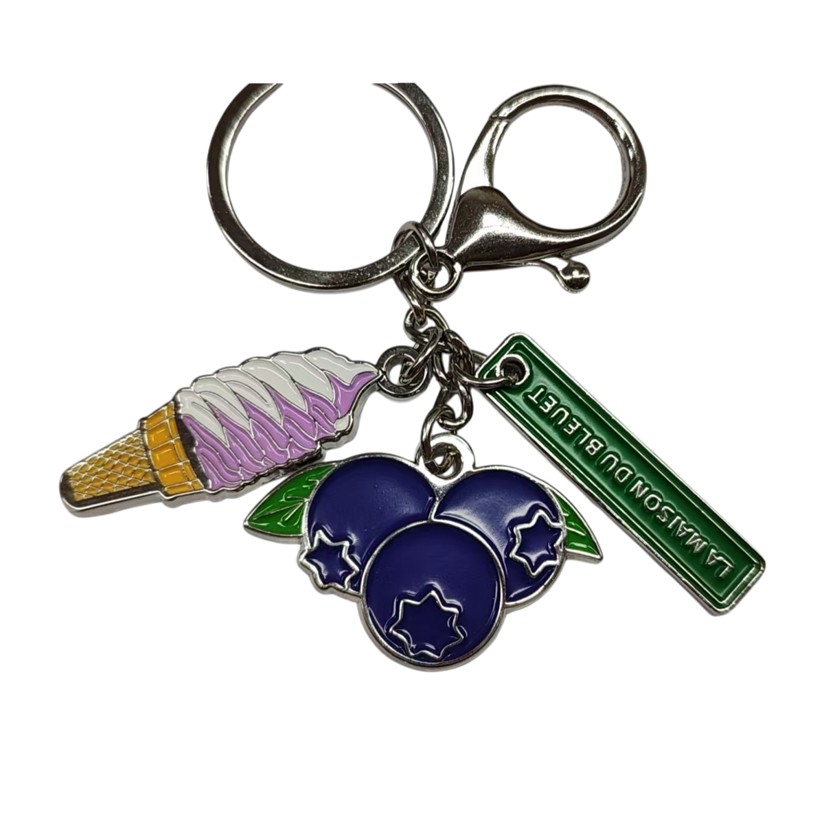 Porte-clés en forme de crème molle aux bleuets