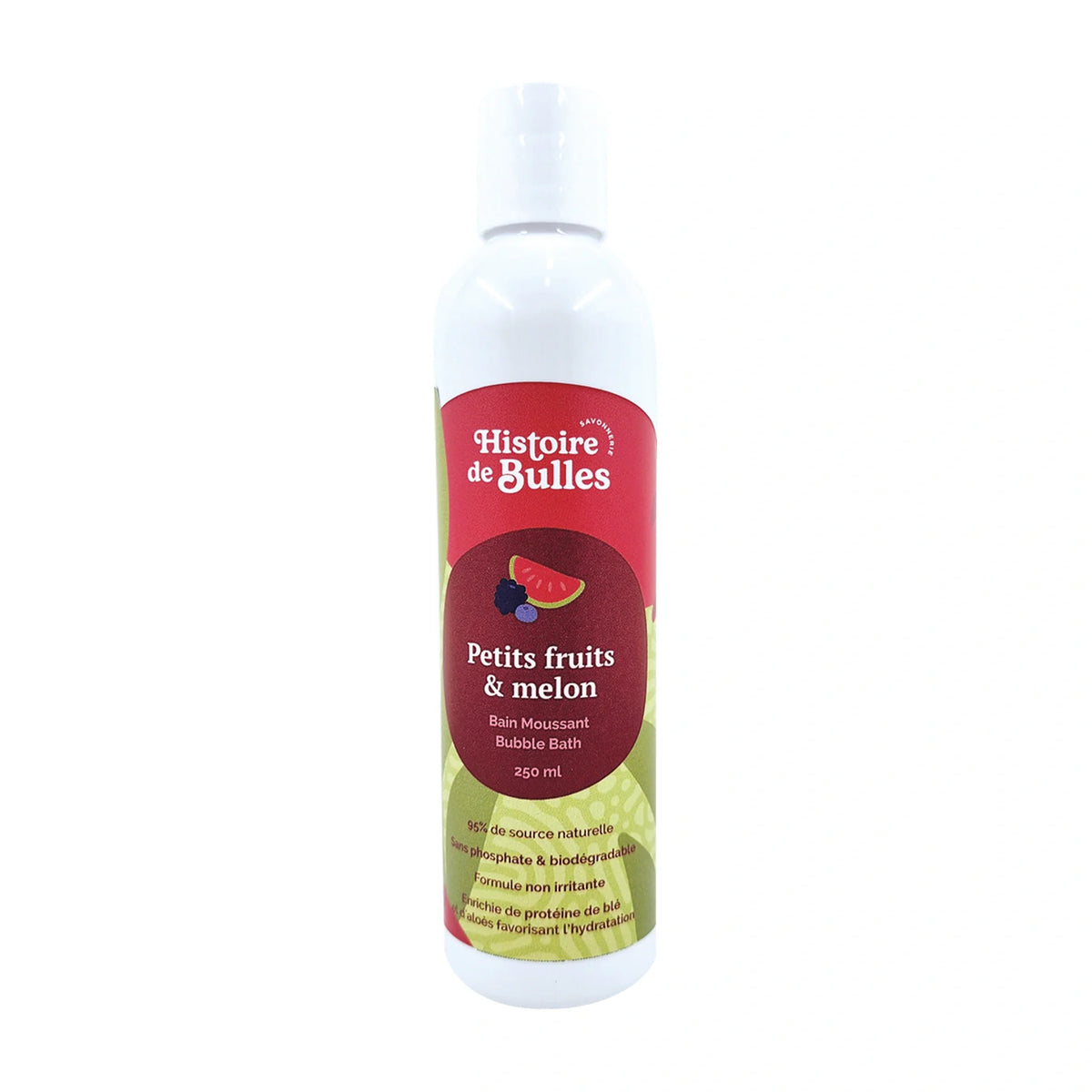 Bain moussant – Petits fruits et melon Histoire de bulles, présentation du produit
