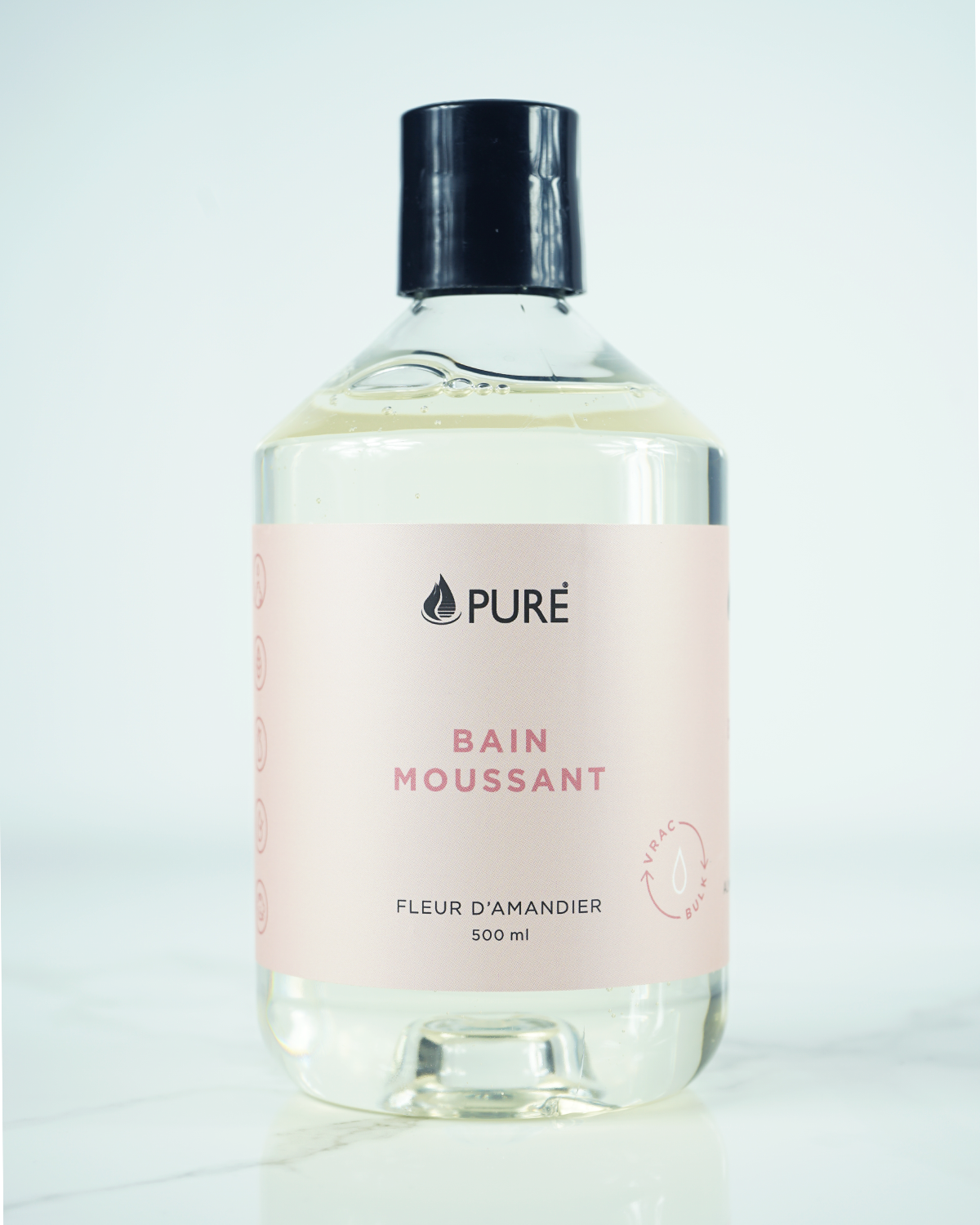 Bain moussant Pure – Fleur d’amandier – 500 ml — présentation du produit