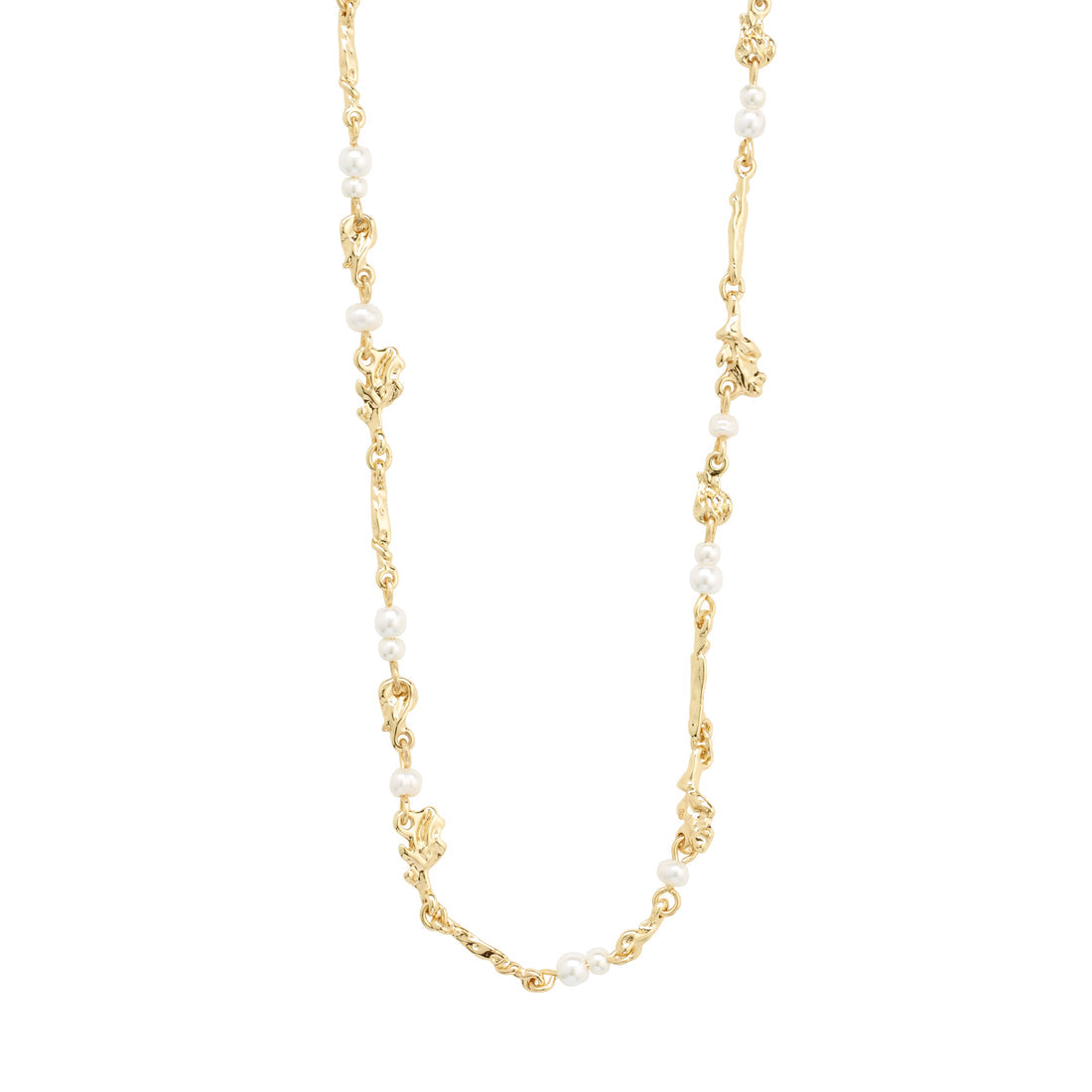 Détail d’un collier doré à petits éléments espacés