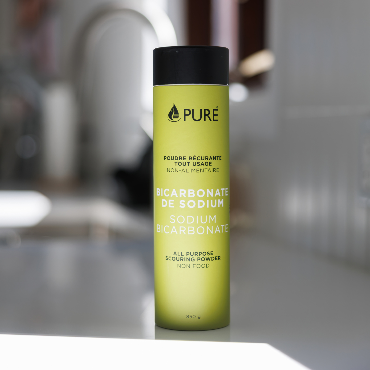 Bicarbonate de sodium Pure 850 g en tube — présentation du produit.
