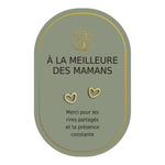 Boucles d’oreilles en cœurs dorés sur carte verte Earth Angel « À la meilleure des mamans ».