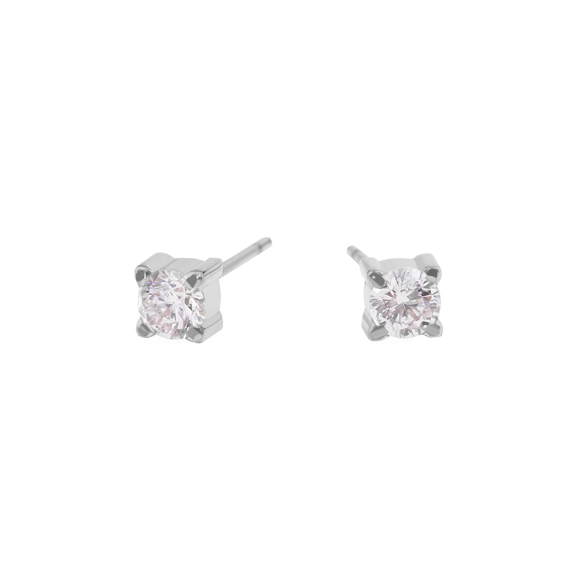 Boucles d’oreilles pierre 4mm de Mia, fini argenté