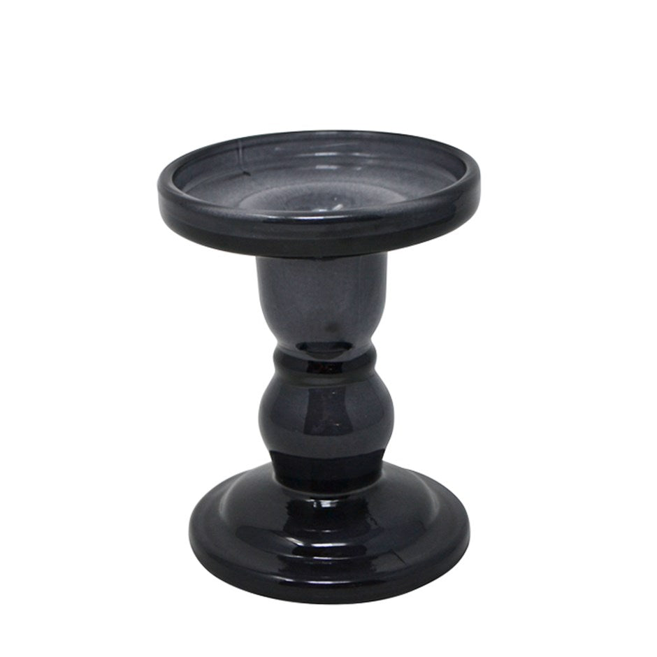 Bougeoir pour chandelle pilier en verre noir