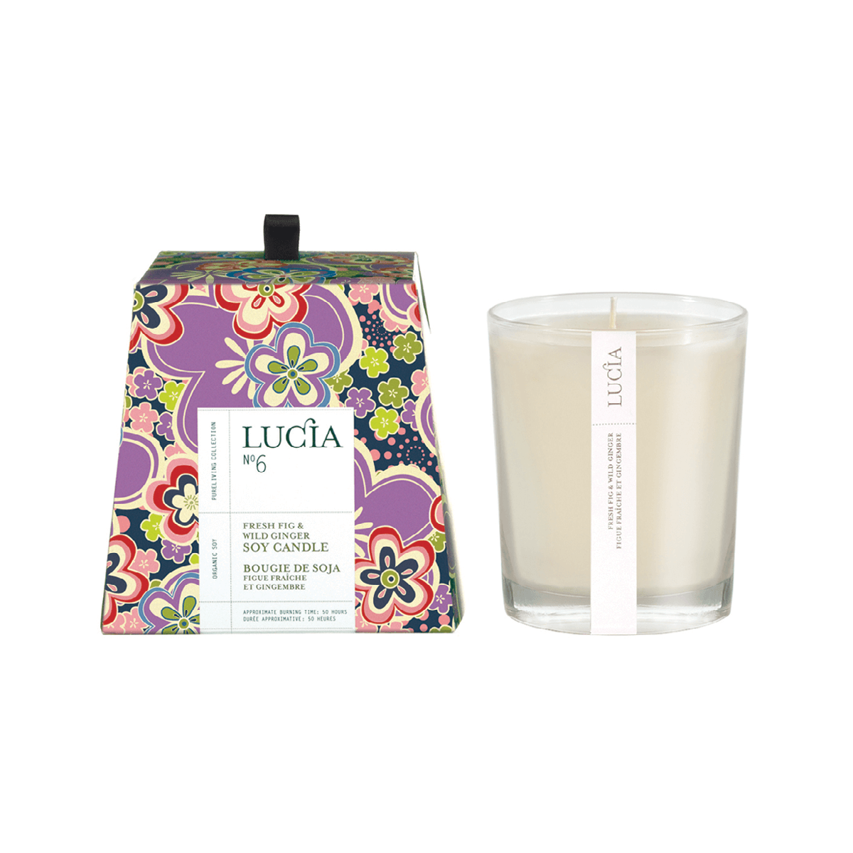 Bougie de soja Lucia – Figue fraîche et gingembre – 50 h