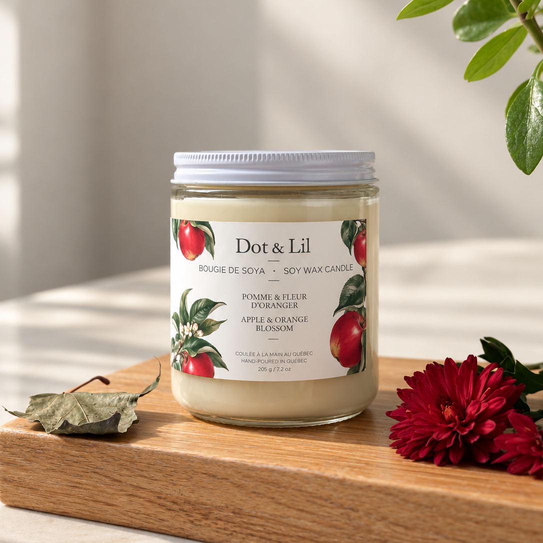 Bougie parfumée – Pomme & fleur d’oranger – 205 g de Dot & Lil