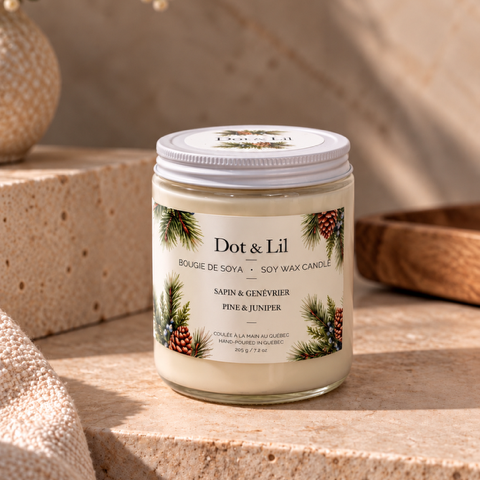 Bougie parfumée – Sapin & genévrier – 205 g de Dot & Lil