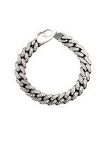 Bracelet Ambition 12 mm AJ&Co, finition argentée, vue de face du bracelet à zircons.