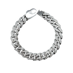 Bracelet Ambition 12 mm AJ&Co, finition argentée, vue en biais des maillons sertis de zircons.