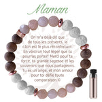 Bracelet Aroma Earth Angel « Maman », version brun, avec message en français.
