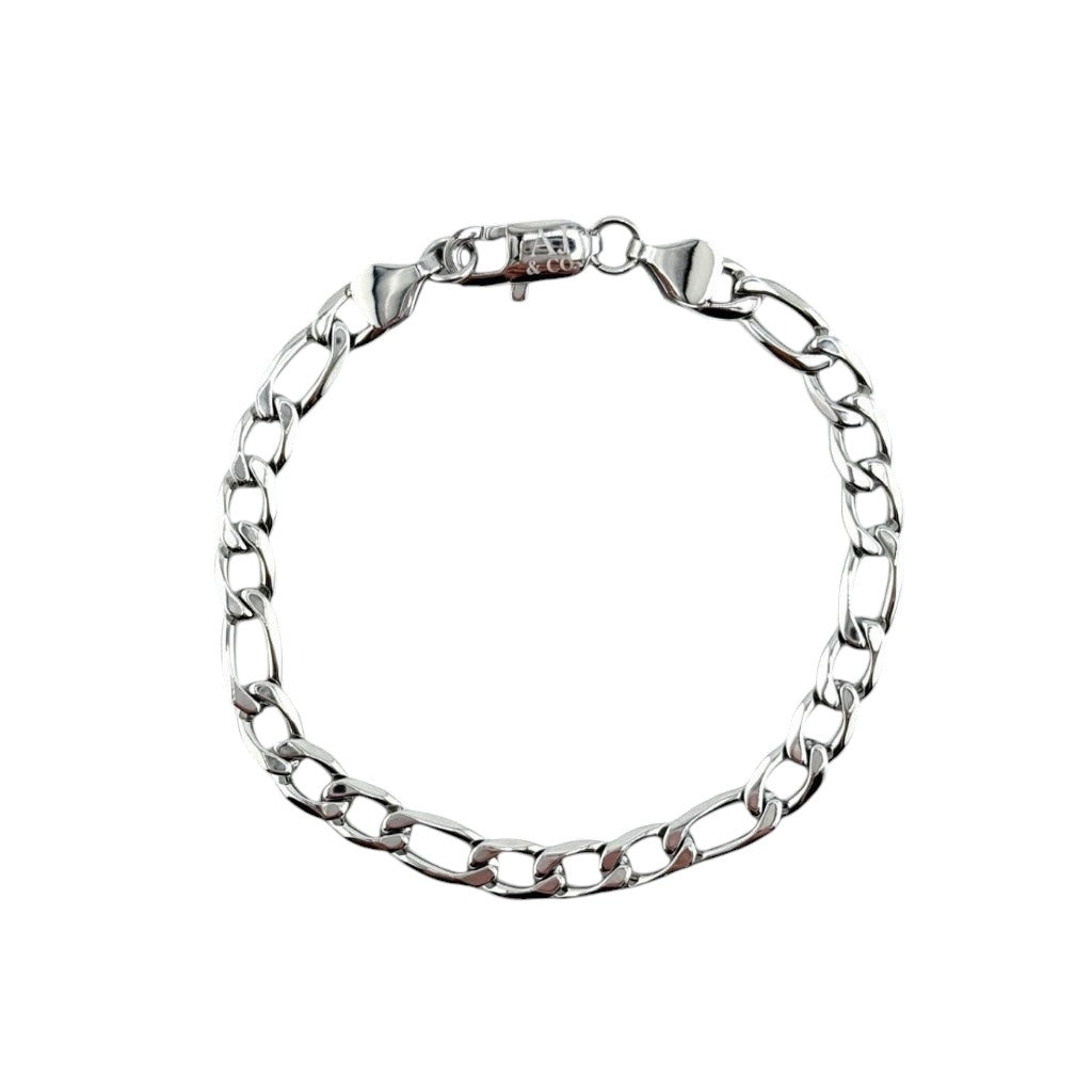 Bracelet Figaro Loyal 6,5 mm AJ&Co, finition argentée.
