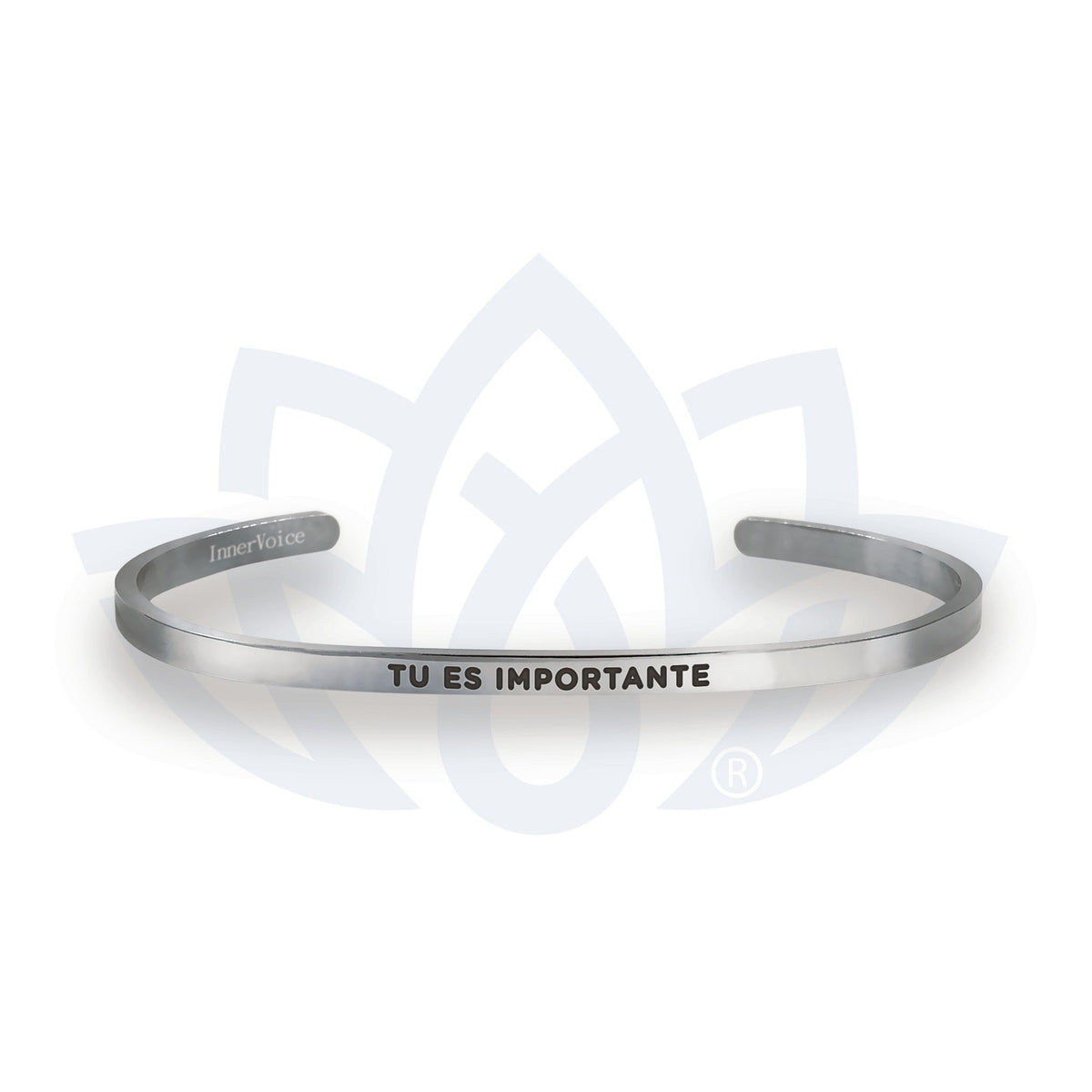 Bracelet à message « Tu es importante », vue du bijou et de son inscription en français.