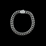 Bracelet maille cubaine Alpha 8 mm AJ&Co, finition argentée mate.