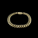 Bracelet maille cubaine Alpha 8 mm AJ&Co, finition dorée mate.
