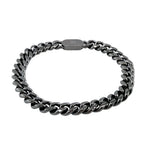 Bracelet maille cubaine Alpha 8 mm AJ&Co, finition noire.