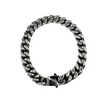 Bracelet maille cubaine Alpha 9 mm AJ&Co, finition argentée.