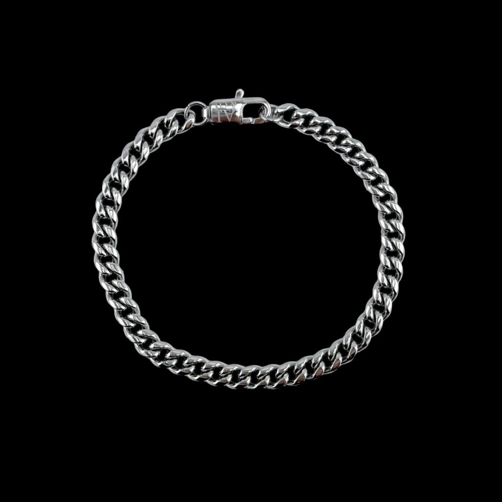 Bracelet maille cubaine Viril 6 mm AJ&Co, finition argentée.