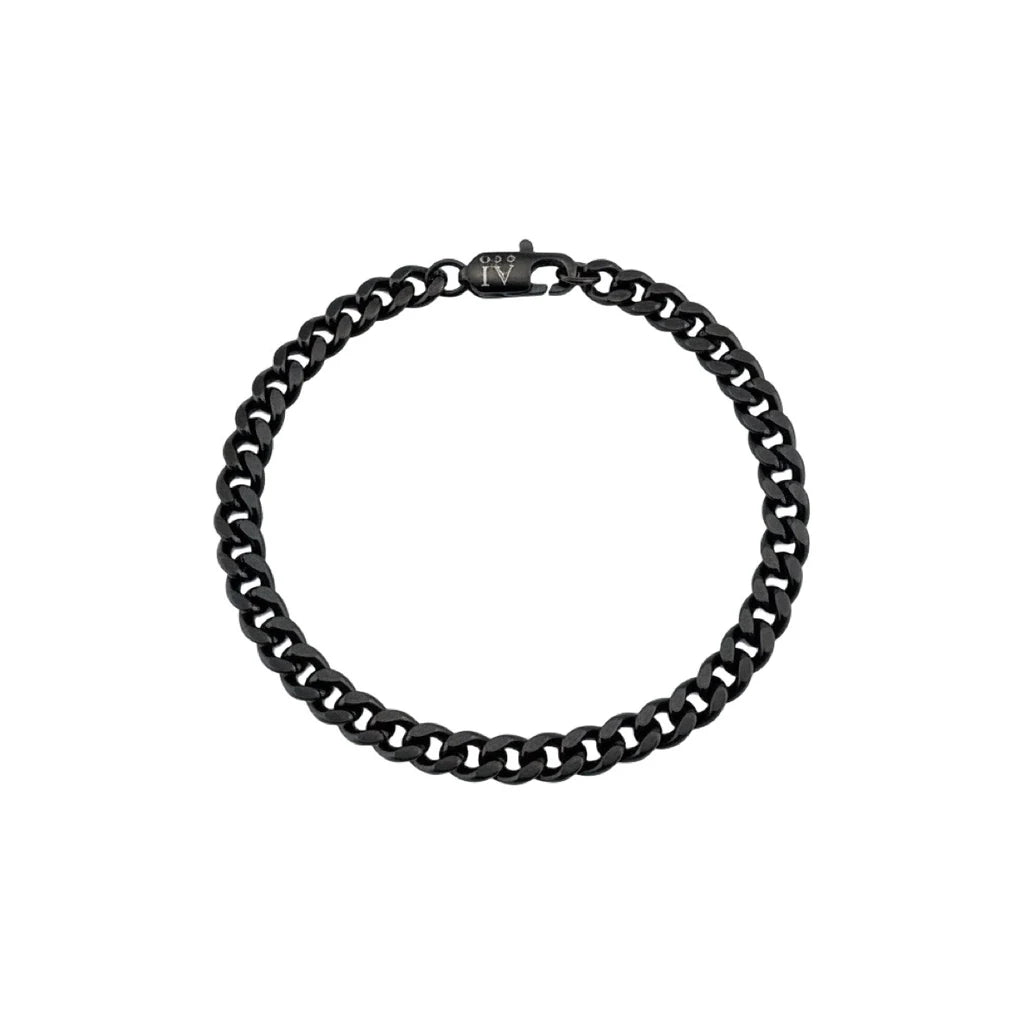 Bracelet maille cubaine Viril 6 mm AJ&Co, finition noire.