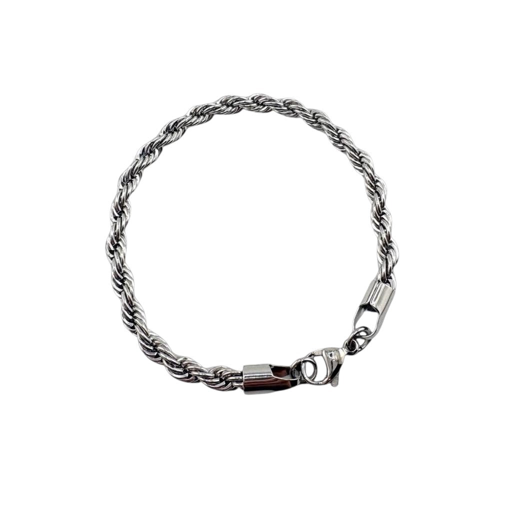 Bracelet torsadé Élégance 5 mm AJ&Co, finition argentée.