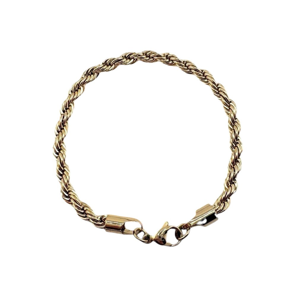 Bracelet torsadé Élégance 5 mm AJ&Co, finition dorée.