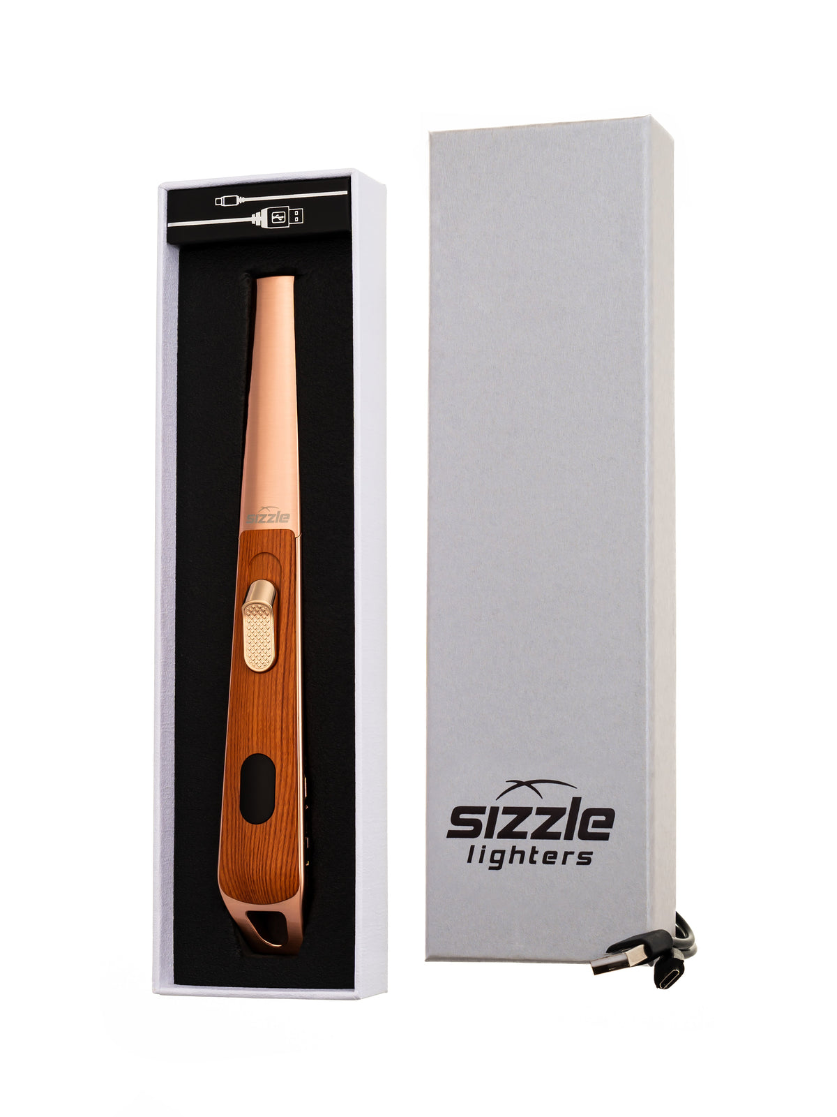 Briquet Sizzle LUX finition chêne avec boîte et câble USB