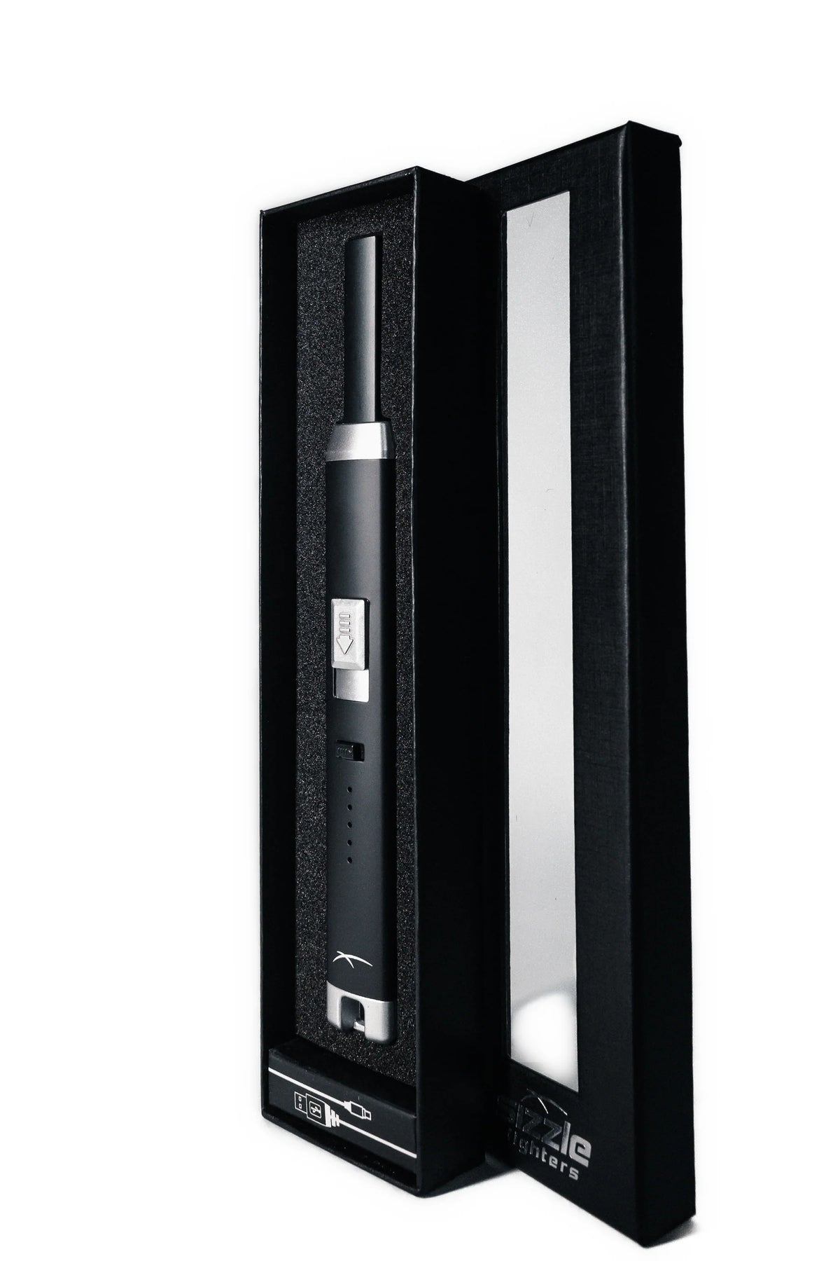 Briquet Sizzle Pitmaster noir dans sa boîte-cadeau
