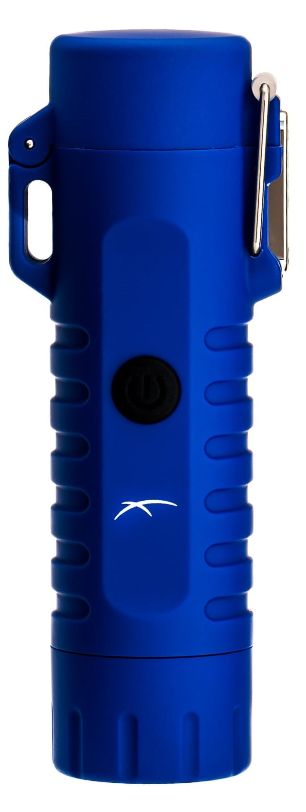Briquet Sizzle Survival bleu avec couvercle fermé