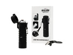 Briquet Sizzle Survival noir avec boîte et câble USB