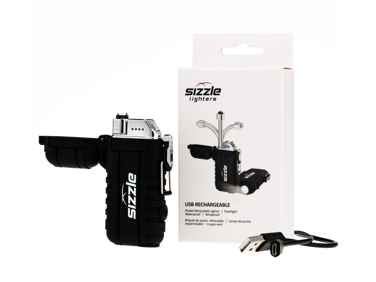Briquet Sizzle Versa noir avec boîte et câble USB