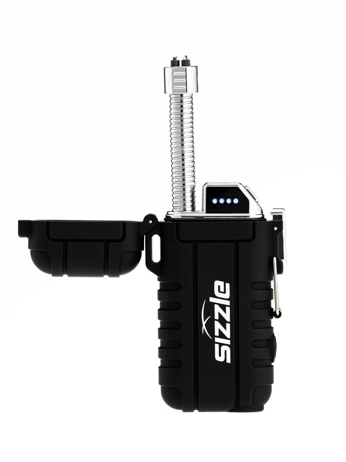 Briquet Sizzle Versa noir avec col extensible déployé