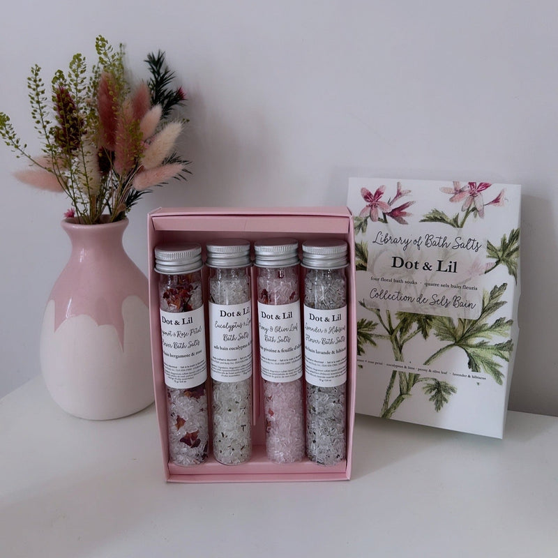 Coffret rose de tubes de produits pour le bain Dot & Lil