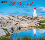 Calendrier mural LANG Oh Canada 2027 : couverture avec un phare sur une côte rocheuse.
