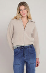 Cardigan à col large Dex, coloris écru, autre vue du vêtement porté