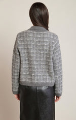 Cardigan en tricot effet tweed Dex, coloris gris chiné, vue de dos