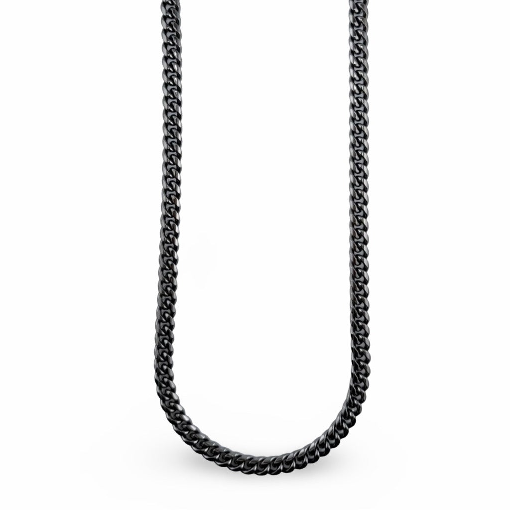 Chaîne maille cubaine Alpha 8 mm AJ&Co, finition noire.