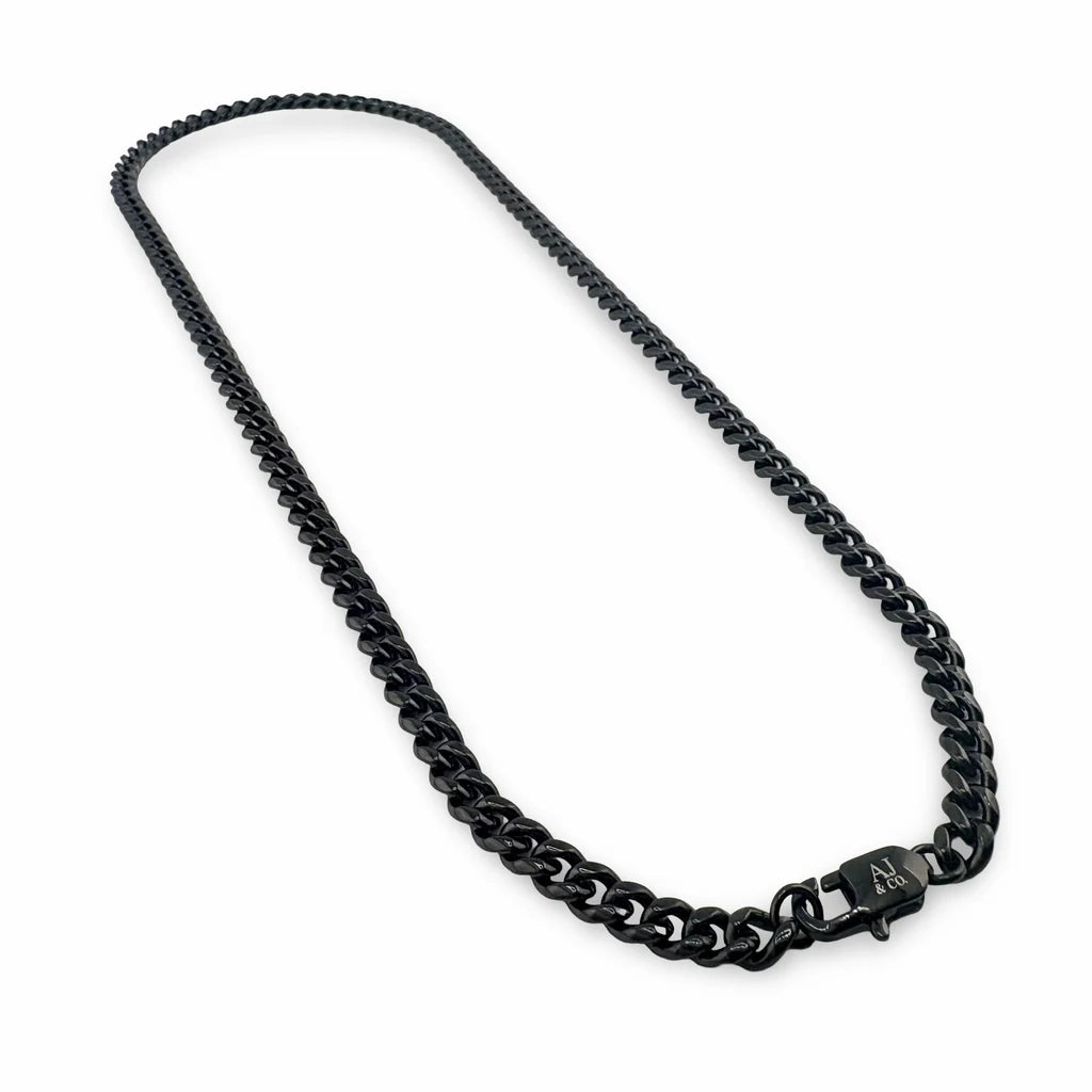Chaîne maille cubaine Viril 6 mm AJ&Co, finition noire.